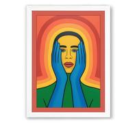 Meditative Presence Japandi Framed Wall Art Print A2 (59.4×42cm) White, Wall Decor for Living Room, Bedroom, Office & Home, Ready to Hang, Art Gift