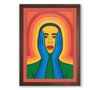 Meditative Presence Japandi Framed Wall Art Print A3 (42×29.7cm) Walnut, Wall Decor for Living Room, Bedroom, Office & Home, Ready to Hang, Art Gift