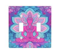 Meditative Water Lily Light Switch Cover Plate/Outlet Covers, Vibrant Peach and Blue Floral Design for Home Decor, Thermoplastic Wall Plates, Standard Size Double Toggle