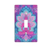 Meditative Water Lily Light Switch Cover Plate/Outlet Covers, Vibrant Peach and Blue Floral Design for Home Decor, Thermoplastic Wall Plates, Standard Size Single Toggle