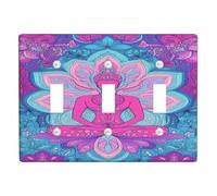 Meditative Water Lily Light Switch Cover Plate/Outlet Covers, Vibrant Peach and Blue Floral Design for Home Decor, Thermoplastic Wall Plates, Standard Size Triple Toggle
