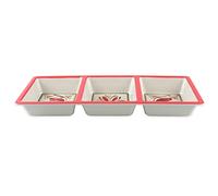 Mediterranean 3-Section Melamine/Plastic Snack & Dip Outdoor Dining Serving Tray