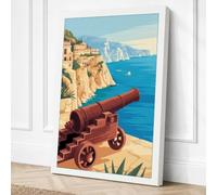 Mediterranean Cannon Vintage Canvas Wall Art Print 18x12 Inch