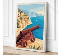Mediterranean Cannon Vintage Canvas Wall Art Print 18x12 Inch
