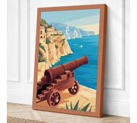Mediterranean Cannon Vintage Canvas Wall Art Print 18x12 Inch (46 x 30 cm)