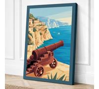 Mediterranean Cannon Vintage Canvas Wall Art Print 18x12 Inch (46 x 30 cm)