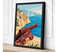 Mediterranean Cannon Vintage Canvas Wall Art Print 24x16 Inch (61 x 41 cm)