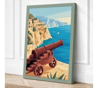 Mediterranean Cannon Vintage Canvas Wall Art Print 30x20 Inch