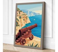 Mediterranean Cannon Vintage Canvas Wall Art Print 30x20 Inch