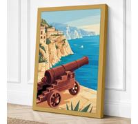 Mediterranean Cannon Vintage Canvas Wall Art Print 30x20 Inch