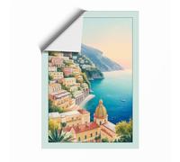 Mediterranean Cascades Coastal Unframed Wall Art Print A2 (59.4×42cm), Wall Decor for Living Room, Bedroom, Office & Home, Art Gift