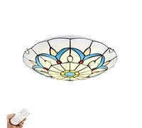 Mediterranean Ceiling Lights,LED Round Retro Art Stained Glass Ceiling Lights,Bedroom Lights,Living Room Lights,Dining Room Lights,Kitchen Lights,Corridor Lights,Aisle Lights-The patch has no polar