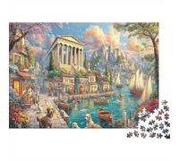 Mediterranean City 1000 Piece Jigsaw Puzzle for Adults Thick Paper Educational Mediterranean Scenery Puzzle Wall Decor Calm Mind 38x26cm/1000pcs