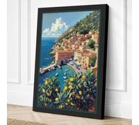 Mediterranean Coastal Escape Canvas Wall Art Print 18x12 Inch
