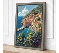 Mediterranean Coastal Escape Canvas Wall Art Print 18x12 Inch