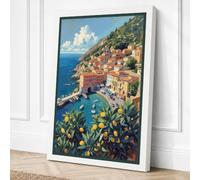 Mediterranean Coastal Escape Canvas Wall Art Print 24x16 Inch