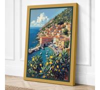 Mediterranean Coastal Escape Canvas Wall Art Print 30x20 Inch