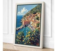 Mediterranean Coastal Escape Canvas Wall Art Print 36x24 Inch