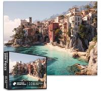Mediterranean Coastal Landscape 1000 Piece Jigsaw Puzzles for Adults Mediterranean Town Art Puzzle Challenging Family Activity Games Colorful DIY Craft Puzzle for Home Decor Gifts 70×50 cm