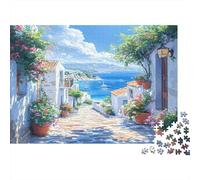 Mediterranean Coastal Town 1000 Piece Jigsaw Puzzle Paper for Adults Sunny Garden Puzzle Game for Family Relax Decoration 38x26cm/1000pcs