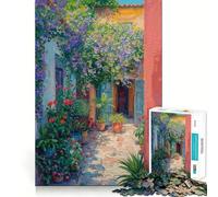 Mediterranean Courtyard Bloom Jigsaw for Adults 1000 Pieces Unwind Game Rich Color Enjoyable Challenge Art Display (38x52cm)