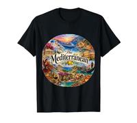 Mediterranean Cruise Destinations, Palermo, Valletta, Europe Value Graphic T-Shirt, Men, Black, L