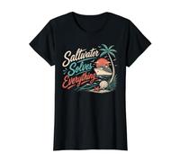 Mediterranean Cruise Vacation Saltwater Solves Everything Value Graphic T-Shirt, Women, Black, L