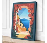 Mediterranean Escape Art Deco Canvas Wall Art Print 36x24 Inch (91 x 61 cm)