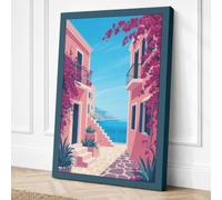 Mediterranean Escape Coastal Canvas Wall Art Print 18x12 Inch (46 x 30 cm)