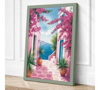 Mediterranean Escape Coastal Canvas Wall Art Print 24x16 Inch