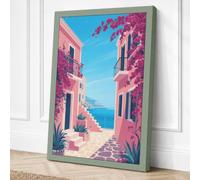 Mediterranean Escape Coastal Canvas Wall Art Print 24x16 Inch (61 x 41 cm)