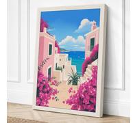 Mediterranean Escape Coastal Canvas Wall Art Print 24x16 Inch (61 x 41 cm)