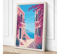 Mediterranean Escape Coastal Canvas Wall Art Print 30x20 Inch (76 x 51 cm)