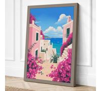 Mediterranean Escape Coastal Canvas Wall Art Print 30x20 Inch (76 x 51 cm)