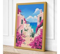 Mediterranean Escape Coastal Canvas Wall Art Print 36x24 Inch (91 x 61 cm)