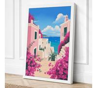 Mediterranean Escape Coastal Canvas Wall Art Print 36x24 Inch (91 x 61 cm)
