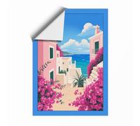 Mediterranean Escape Coastal Unframed Wall Art Print A4 (29.7×21cm), Wall Decor for Living Room, Bedroom, Office & Home, Art Gift
