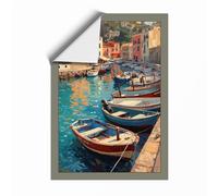 Mediterranean Harbor Light Coastal Unframed Wall Art Print A1 (84.1×59.4cm), Wall Decor for Living Room, Bedroom, Office & Home, Art Gift