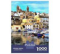 Mediterranean Harbor Town 1000 Piece Jigsaw Puzzle Paper for Adults Waterside Architecture Focus Boost Home Decor 70x50cm/1000pcs