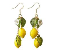 Mediterranean Inspired Lemon Earrings Comfortable Wear Sterlings Silver Hook Decoration For Trendy Women Everyday Wear Resin Lemon Earrings