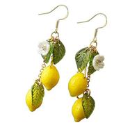 Mediterranean Inspired Lemon Earrings Comfortable Wear Sterlings Silver Hook Decoration For Trendy Women Everyday Wear Vacation Lemon Earrings