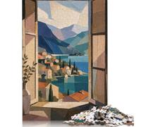 Mediterranean Lake Window Jigsaw Puzzle 500 Pieces, Family Game