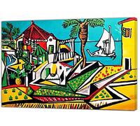 Mediterranean Landscape Paint by Pablo Picasso Picture Print On Framed Canvas Wall Art Home Decoration 20’’ x 12" inch(50x 30 cm) -18mm Depth