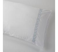 Mediterranean Linens-Cassis 100% Egyptian Cotton Embroidered Standard Pillowcases Pair 400 Thread Count