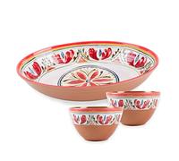Mediterranean Melamine/Plastic Outdoor Dining Oval Serving Bowl & Dipping Bowls Set