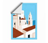 Mediterranean Monastery Minimalist Unframed Wall Art Print A2 (59.4×42cm), Wall Decor for Living Room, Bedroom, Office & Home, Art Gift