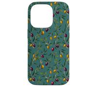 Mediterranean olives art teal blue Case for iPhone 14 Pro