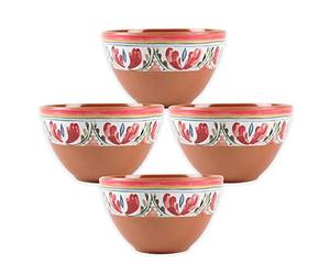 Mediterranean Outdoor/Camping/BBQ - Plastic/Melamine Dipping Snack Bowls x 4