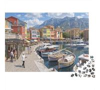 Mediterranean Ports 1000 Piece Jigsaw Puzzle,Gift Idea,Whimsical Challenge,Stress Relief,Great Gifts,Home Wall Decor,Premium Cardboard,Adults & Kids 14+ 38x26cm