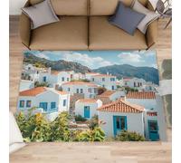 Mediterranean Runner Rug for Hallway, Coastal Landscape Runner Rug 120x170cm, Natural Scenery Bedside Rugs Washable & Non Slip Carpet for Home Decor